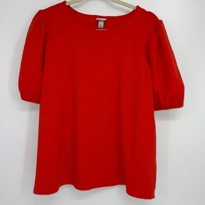 A NEW DAY RED PUFFED SLEEVE RAISED DESIGN SIZE XL